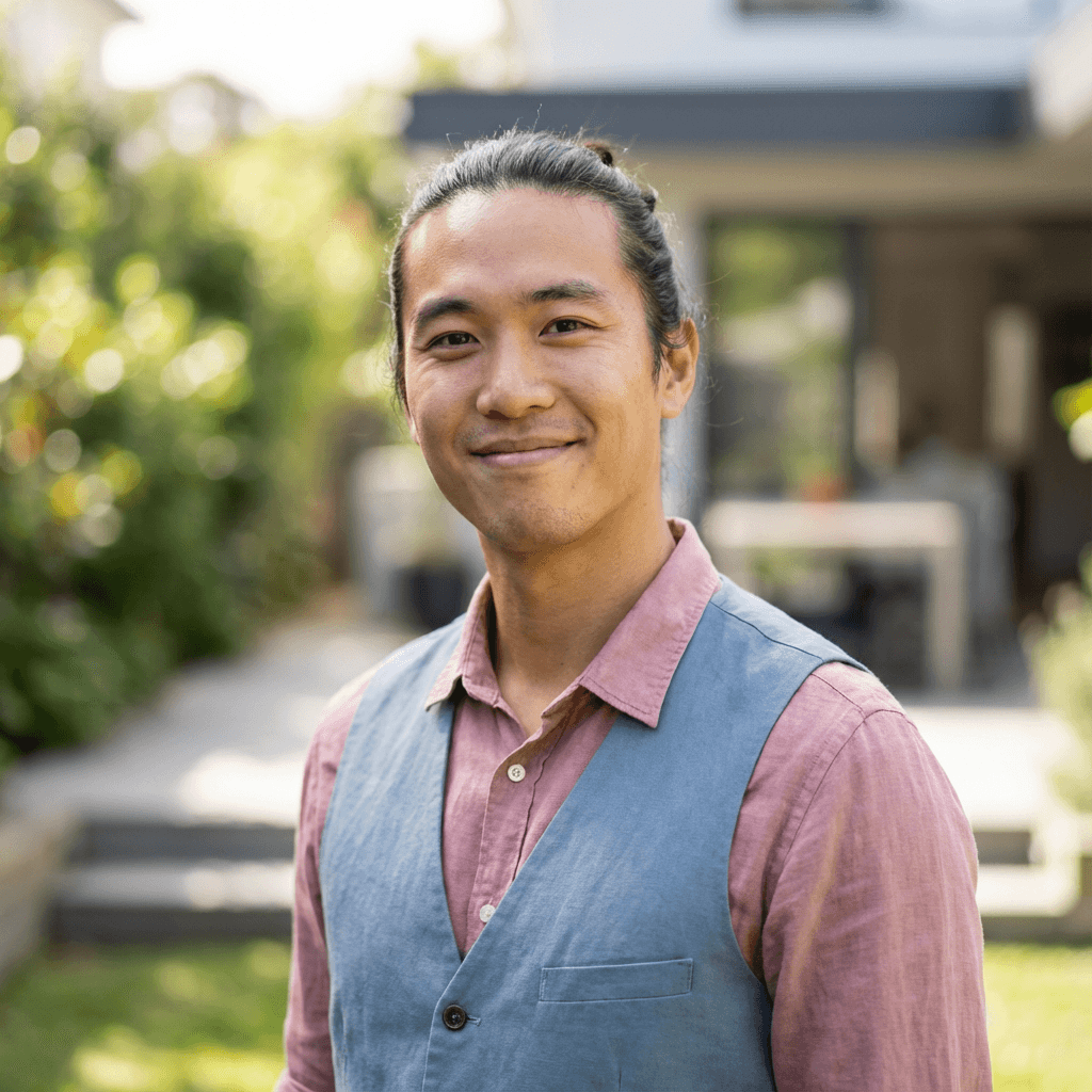 Michael Tran, operations manager, standing in a warehouse